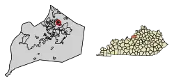 Location of Langdon Place in Jefferson County, Kentucky