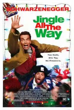 Arnold Schwarzenegger (as Howard Langston) attempts to grab a Turbo Man action figure in front of a rushing mob of people (with Myron Larabee also seen trying to grab the toy). The film's title has the words "All The" in red and the rest in green. The film's tagline reads "Two Days, One Toy, No Prisoners".