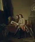 Portrait of a Man and a Boy Looking at Prints, c. 1765–1770