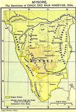 Territories of the original Wadeyar kingdom