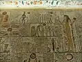 A part of the Book of Caverns (fifth division) on the right wall of the corridor; the goddess Nut is visible on the right