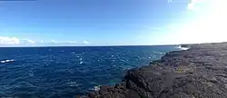 Much of the Kaʻū coastline is made up of volcanic Pali. Looking southwest from HVNP
