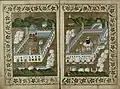 The National Library of Israel Jerusalem Israel Ms. Yah. Ar. 47 showing illustrations of the Great Mosque of Mecca and the Prophet's Mosque.