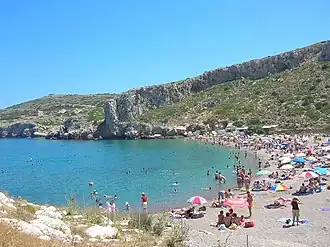 A beach on the sea the town is named for