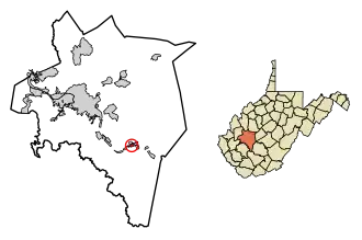 Location of East Bank in Kanawha County, West Virginia.