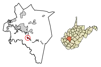Location of Marmet in Kanawha County, West Virginia.