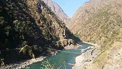 Pachal waterfall Jite Gadhi over the Karnali in Kalikot district