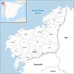 Map of the province of A Coruña with its municipalities