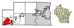 Location of Twin Lakes in Kenosha County, Wisconsin.