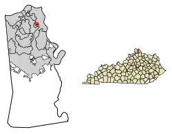 Location of Kenton Vale in Kenton County, Kentucky.