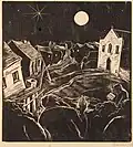 Birkat halevana (1920) by Jacob Steinhardt. Woodcut.