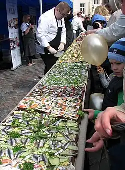 World's largest kiluvõileib, made on Town Hall Square in 2014[120]