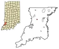 Location of Bruceville in Knox County, Indiana.