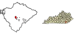 Location in Knox County, Kentucky