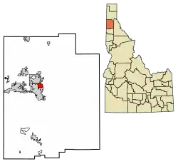 Location of Dalton Gardens in Kootenai County, Idaho.