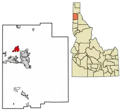 Location of Rathdrum in Kootenai County, Idaho.