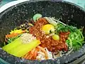 Hwangpo-muk (bottom left) in bibimbap