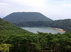 Rokkan'nonmiike Volcano (front) and Koshikidake Volcano (background)
