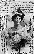 Signed card of Solomiya Krushelnytska as Livia in Livia Quintilla by Zygmunt Noskowski