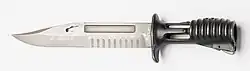 British-issue L3A1 bayonet. Note the slot in the blade to attach the wire-cutter scabbard.