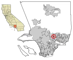 Location of East San Gabriel in Los Angeles County, California