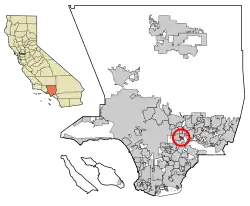 Location of South San Gabriel in Los Angeles County, California.