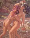 La lutte des baigneuses - Etienne Dinet