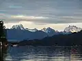 Whitehorse (left), Bullen (center), Three Fingers (right) seen from Lake Cavanaugh