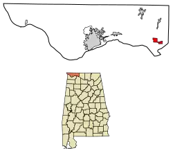 Location of Rogersville in Lauderdale County, Alabama.