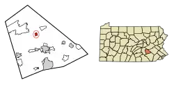 Location of Jonestown in Lebanon County, Pennsylvania