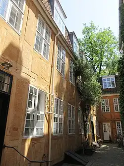 Courtyard: The perpendicular wing seen to the left