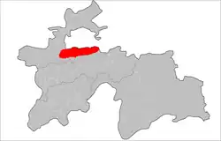 Ivan-Tojik jamoat depicted on a map of Tajikistan