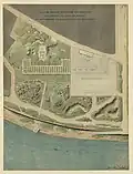 Rendered site plan by Louis-Pierre Baltard