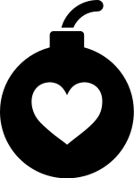 Simple bomb graphic with a love heart in the middle