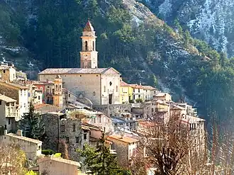 A view of Lucéram in winter