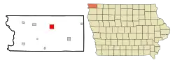 Location within Lyon County and Iowa