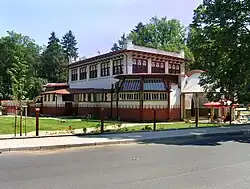 Pavilon Dvorana (Mšené-lázně, Czechia) in 1905, still standing.[1]