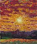 "Landscape with the Sun", 1913-1914, Oil on cardboard, Art Museum of Estonia