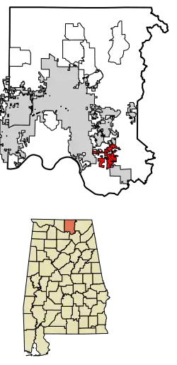 Location of Owens Cross Roads in Madison County, Alabama