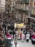 A moment from the Real Maestranza procession on Holy Wednesday.