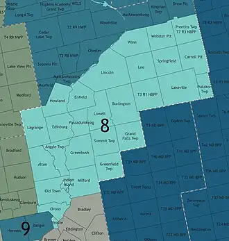 Map of Maine's 8th State Senate district