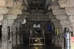 Ornate open mantapa (hall) at the Someshwara temple in Halasuru