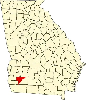 Map of Georgia highlighting Baker County