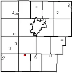 Location within Hancock County