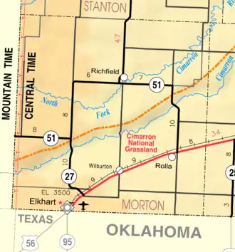 KDOT map of Morton County (legend)