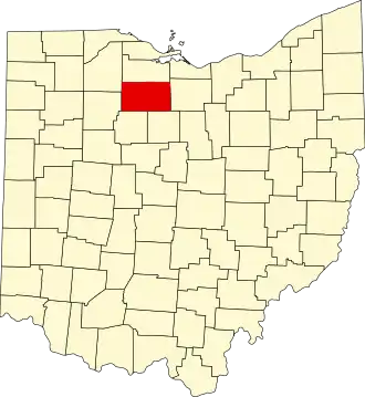 Map of Ohio highlighting Seneca County