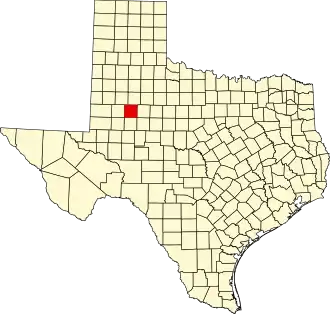 State map highlighting Borden County