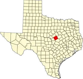 State map highlighting Coryell County