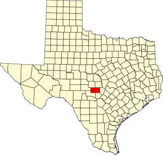 State map highlighting Gillespie County