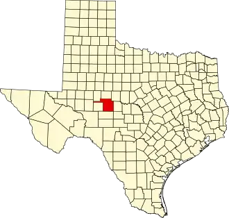 State map highlighting Tom Green County